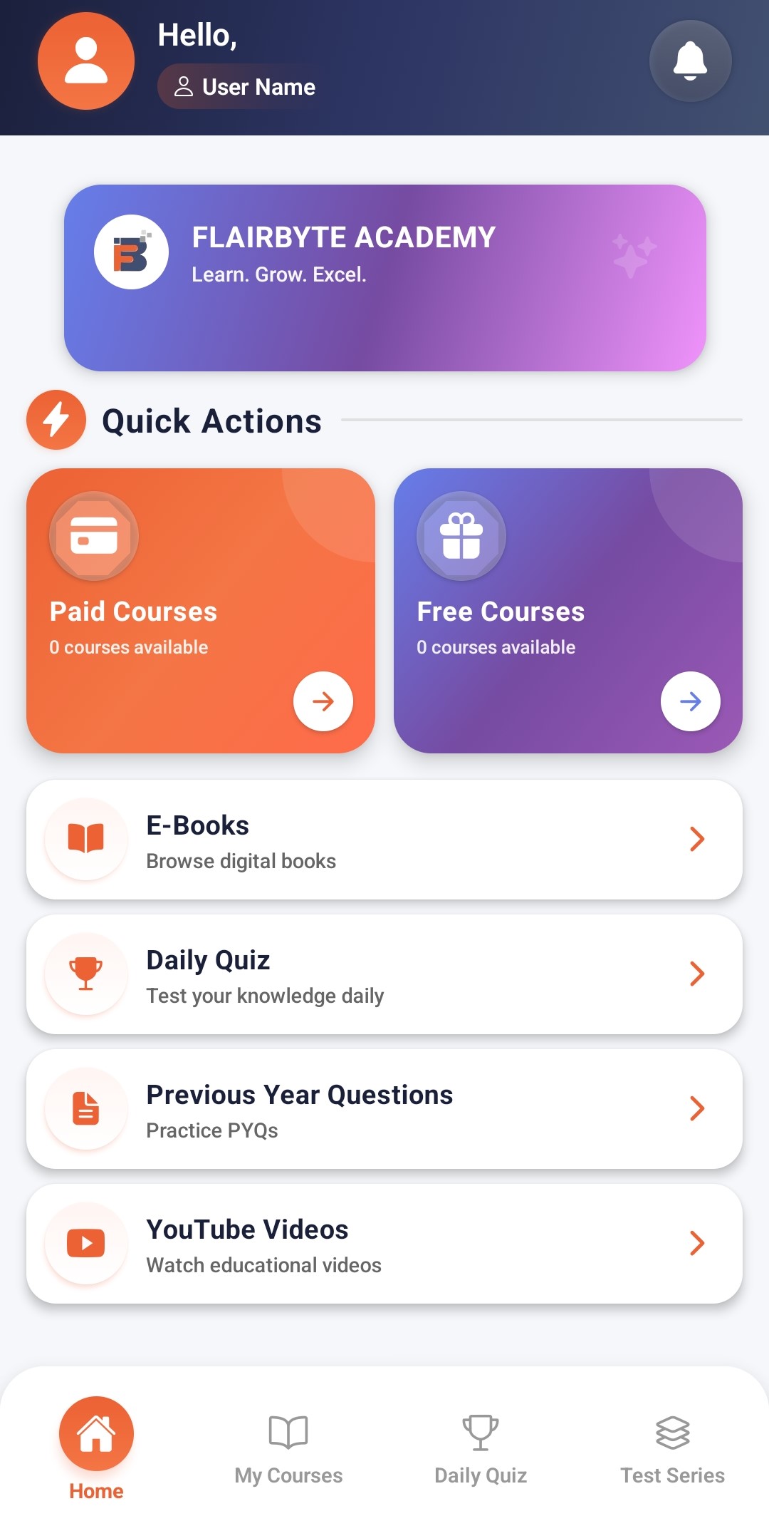 Flairbyte Academy Homepage